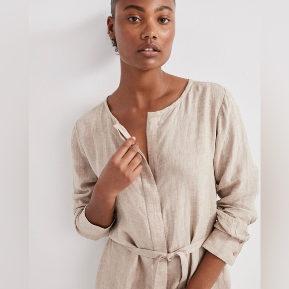 HAVEN WELL WITHIN | NWT LINEN SHIRT DRESS IN CAMEL LARGE - Picture 2 of 11